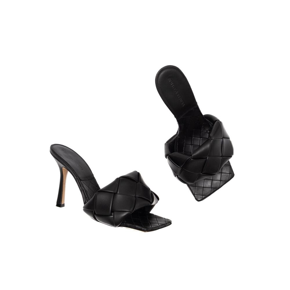 1.5k$ Bottega Veneta Lido Heeled Sandals Intrecciato Black Leather 38.5/US 8.5